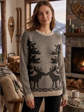 BDG knit sweater kissing moose Urban Outfitters